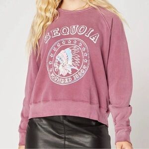 Daydreamer Washed Pink Sequoia Crewneck Sweatshirt Cozy Comfort Nature L